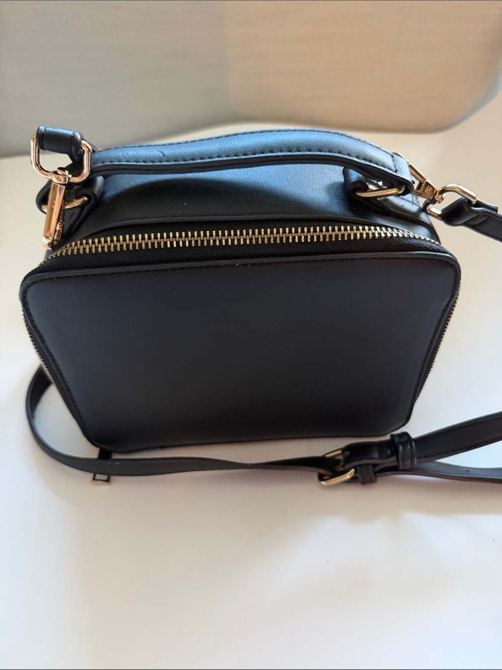 Forever 21 Black Leather Style Camera Crossbody Bag with Shoulder Strap